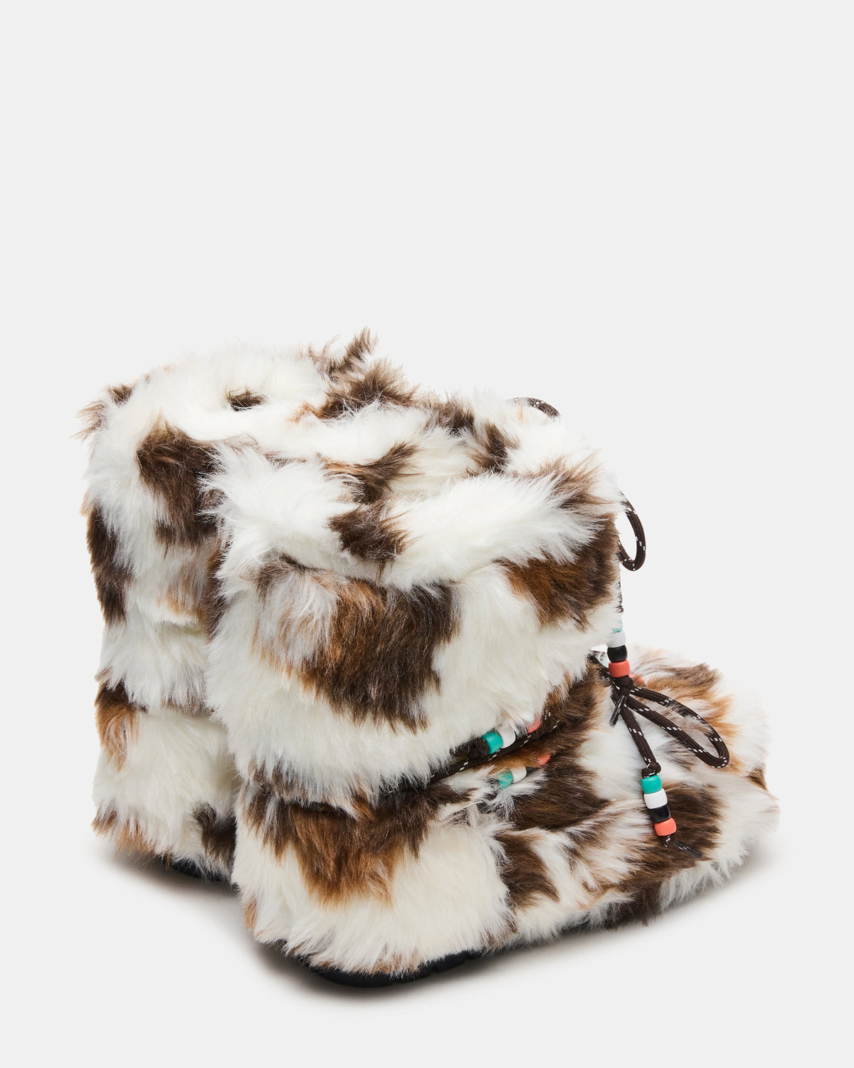 MIRO Brown Multi Faux Fur Chunky Lace-Up Women's Bootie | Steve Madden