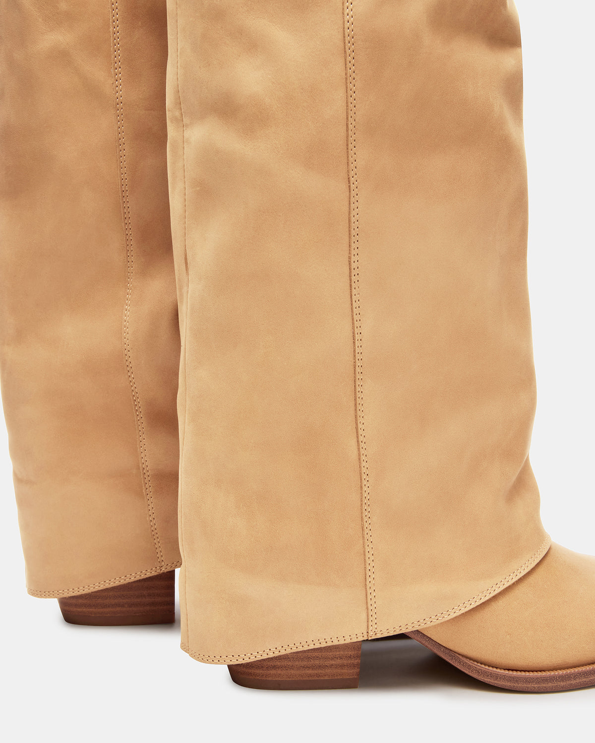 WINNICK Banana Leather Knee-High Cuffed Fold-Over Block Heel Women's Boot | Steve Madden