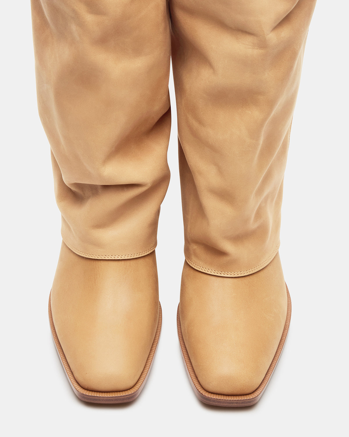WINNICK Banana Leather Knee-High Cuffed Fold-Over Block Heel Women's Boot | Steve Madden