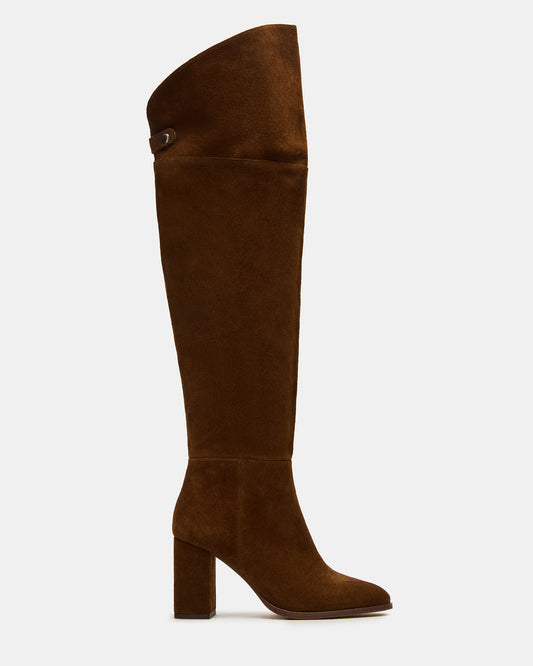 WINSLET Chestnut Suede Knee-High Block Heel Women's Boot | Steve Madden