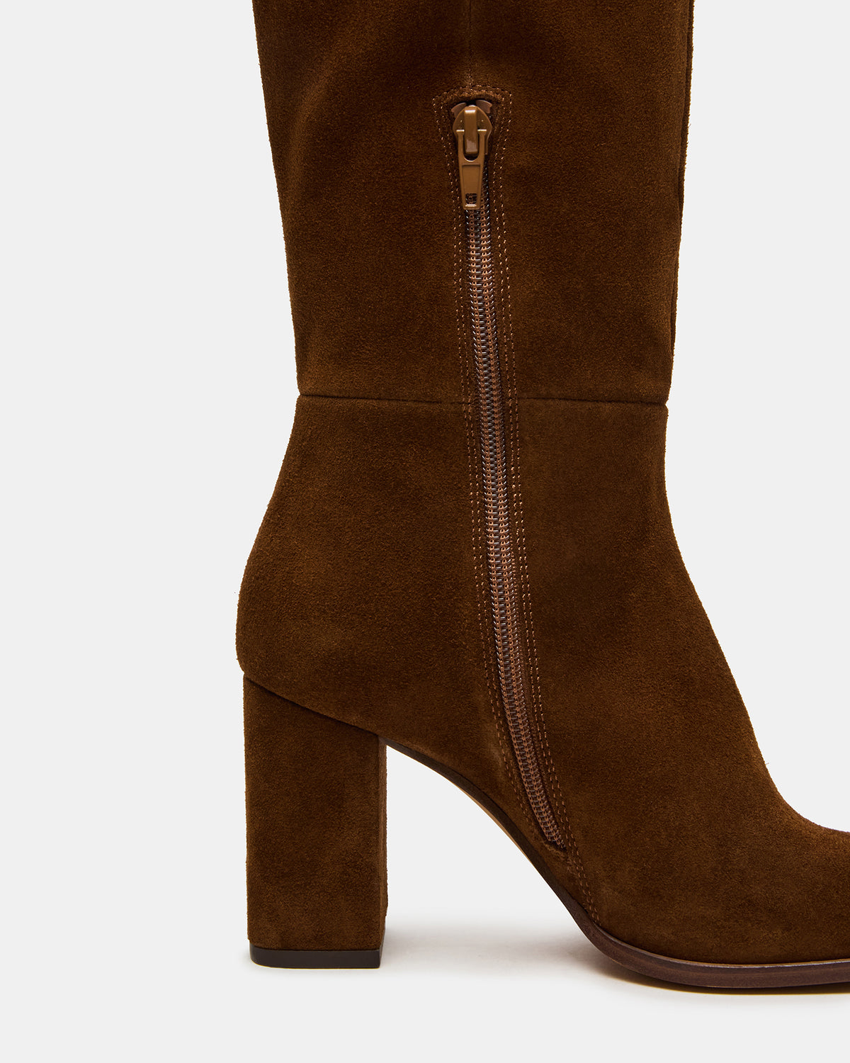 WINSLET Chestnut Suede Knee-High Block Heel Women's Boot | Steve Madden