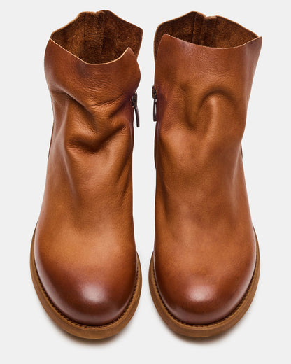 HUGHIE Tan Leather Women's Ankle Boot | Steve Madden