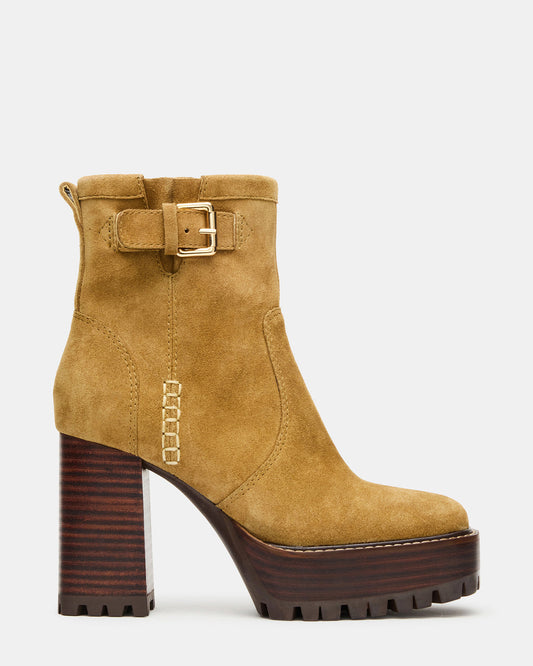 SUMMIT Olive Suede Platform Lug Block Heel Women's Ankle Boot | Steve Madden