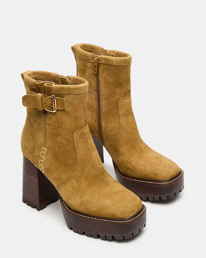 SUMMIT Olive Suede Platform Lug Block Heel Women's Ankle Boot | Steve Madden