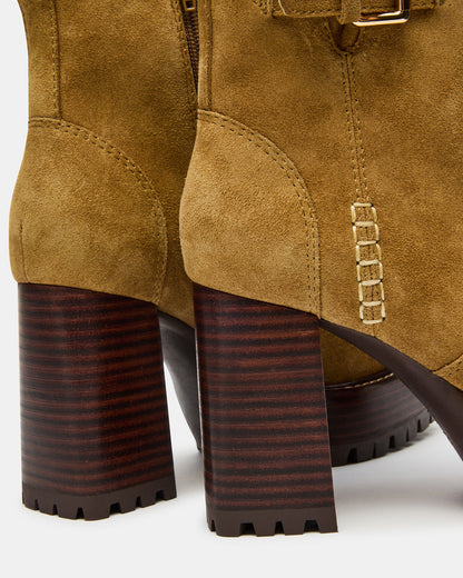 SUMMIT Olive Suede Platform Lug Block Heel Women's Ankle Boot | Steve Madden