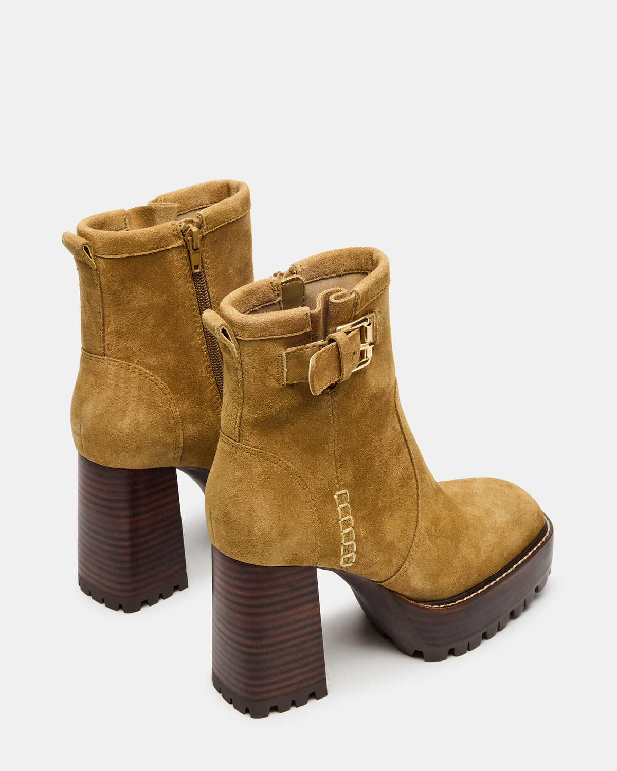 SUMMIT Olive Suede Platform Lug Block Heel Women's Ankle Boot | Steve Madden