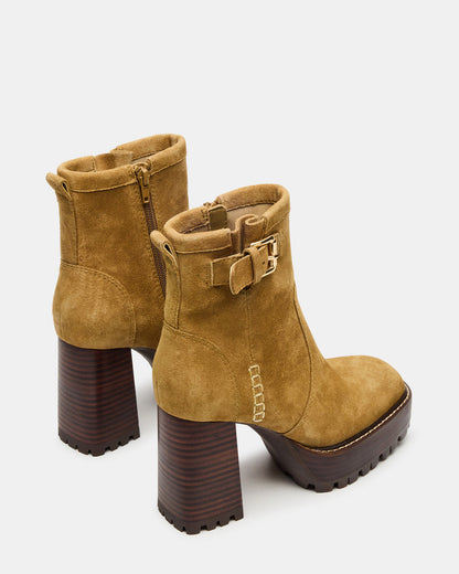 SUMMIT Olive Suede Platform Lug Block Heel Women's Ankle Boot | Steve Madden