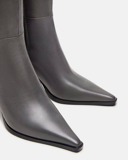 LINGO Grey Leather Pointed-Toe Knee-High Women's Boot | Steve Madden