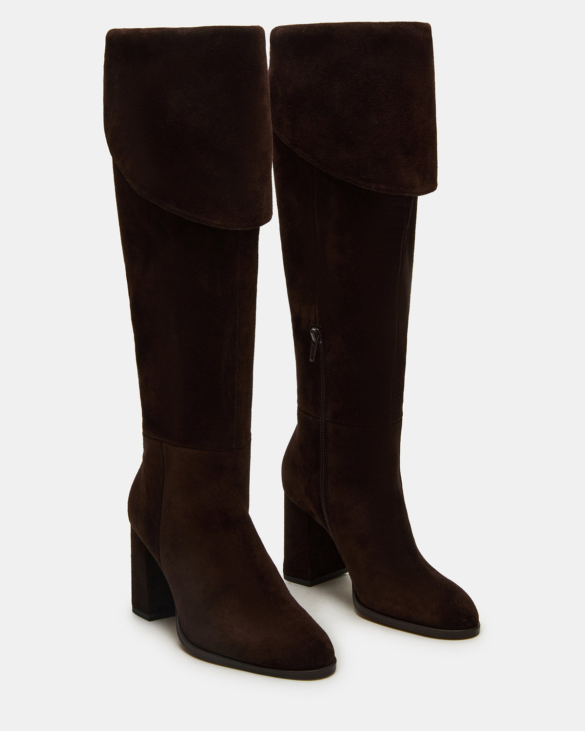 WINSLET Brown Suede Knee-High Block Heel Women's Boot | Steve Madden