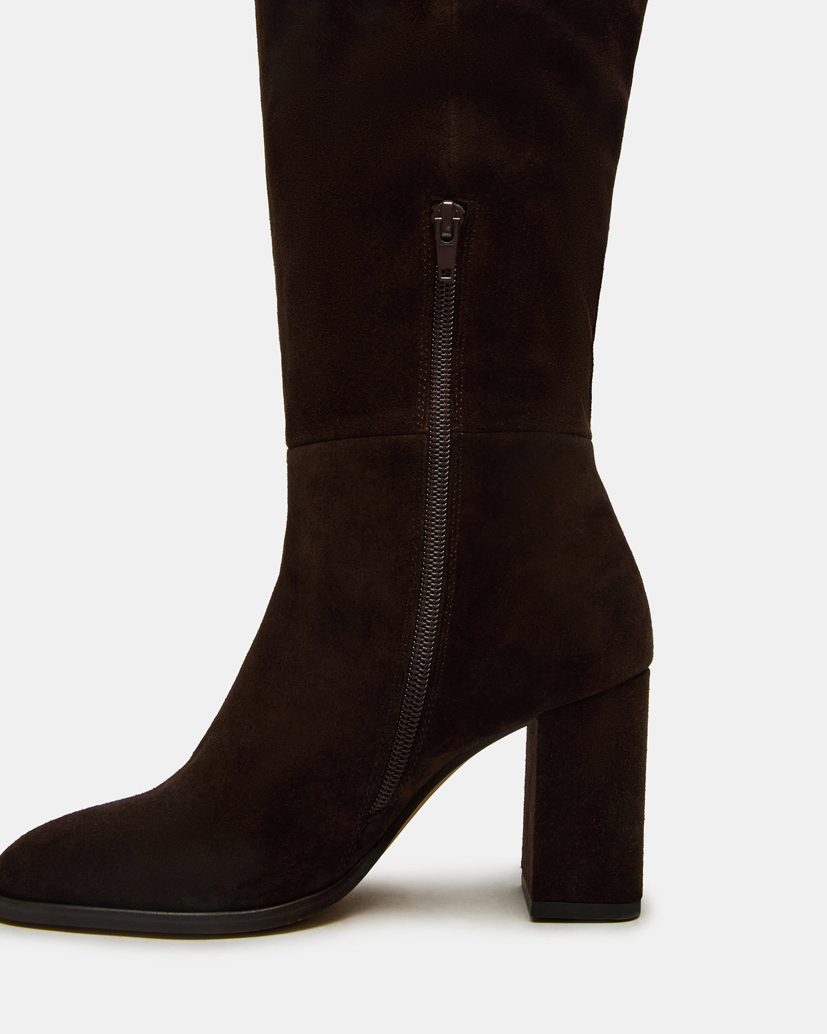 WINSLET Brown Suede Knee-High Block Heel Women's Boot | Steve Madden