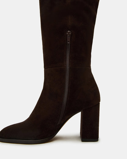WINSLET Brown Suede Knee-High Block Heel Women's Boot | Steve Madden