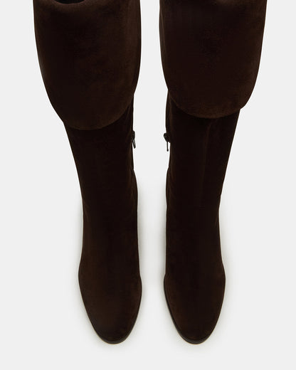 WINSLET Brown Suede Knee-High Block Heel Women's Boot | Steve Madden