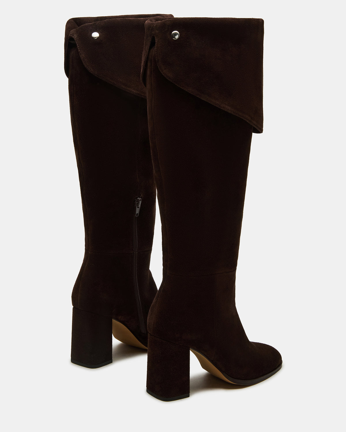 WINSLET Brown Suede Knee-High Block Heel Women's Boot | Steve Madden