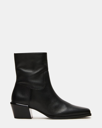 DANEY Black Leather Square-Toe Women's Ankle Boot | Steve Madden