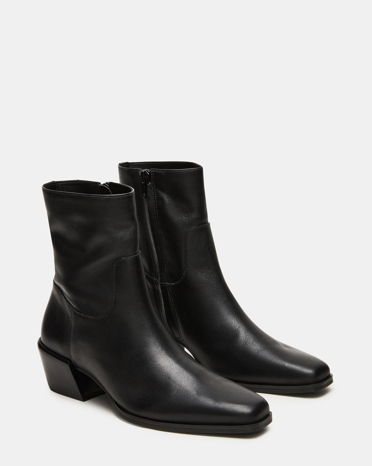 DANEY Black Leather Square-Toe Women's Ankle Boot | Steve Madden
