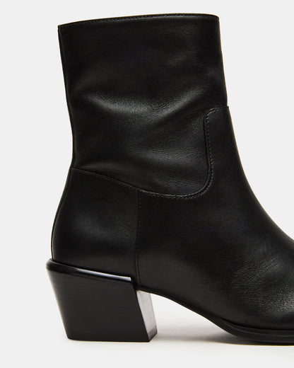 DANEY Black Leather Square-Toe Women's Ankle Boot | Steve Madden