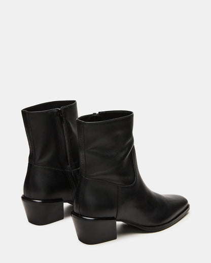 DANEY Black Leather Square-Toe Women's Ankle Boot | Steve Madden