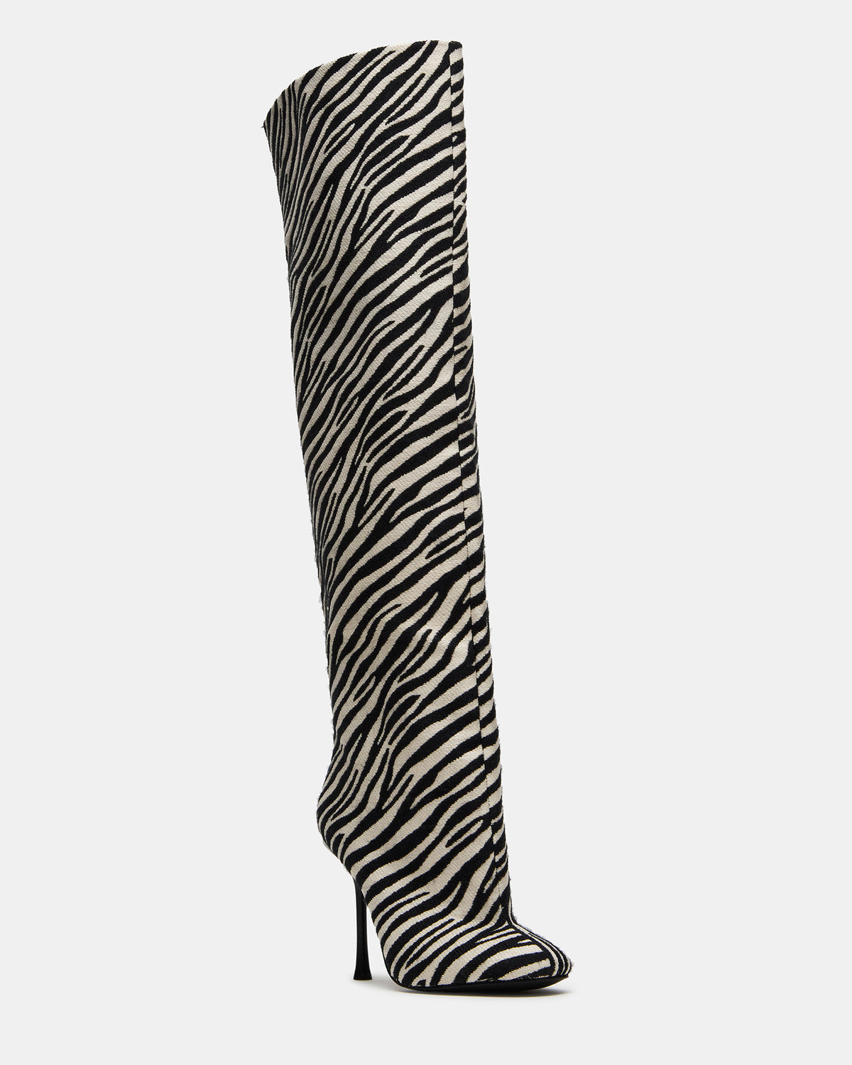 ALLURING Zebra Over-The-Knee Square-Toe Heeled Women's Boot | Steve Madden