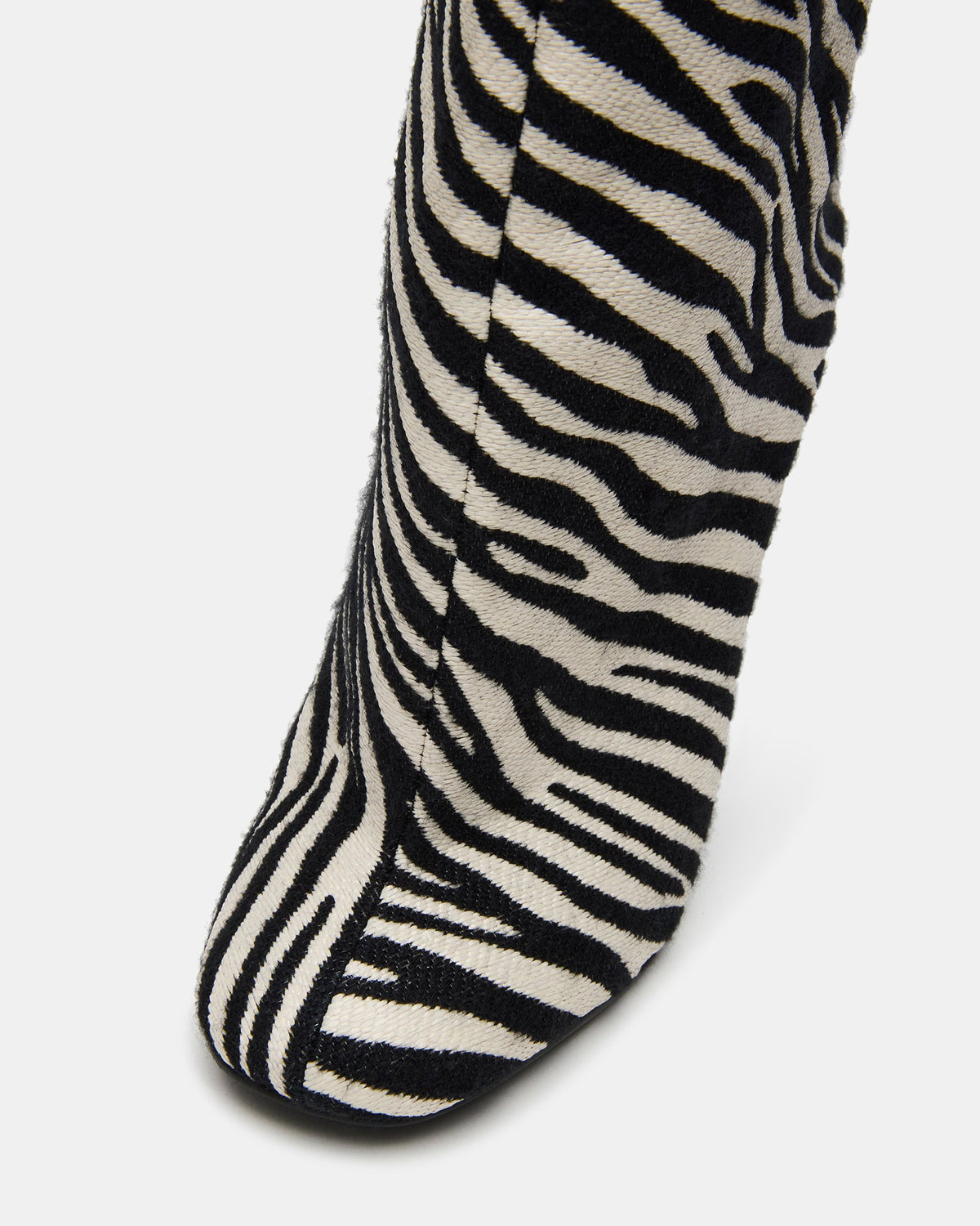 ALLURING Zebra Over-The-Knee Square-Toe Heeled Women's Boot | Steve Madden