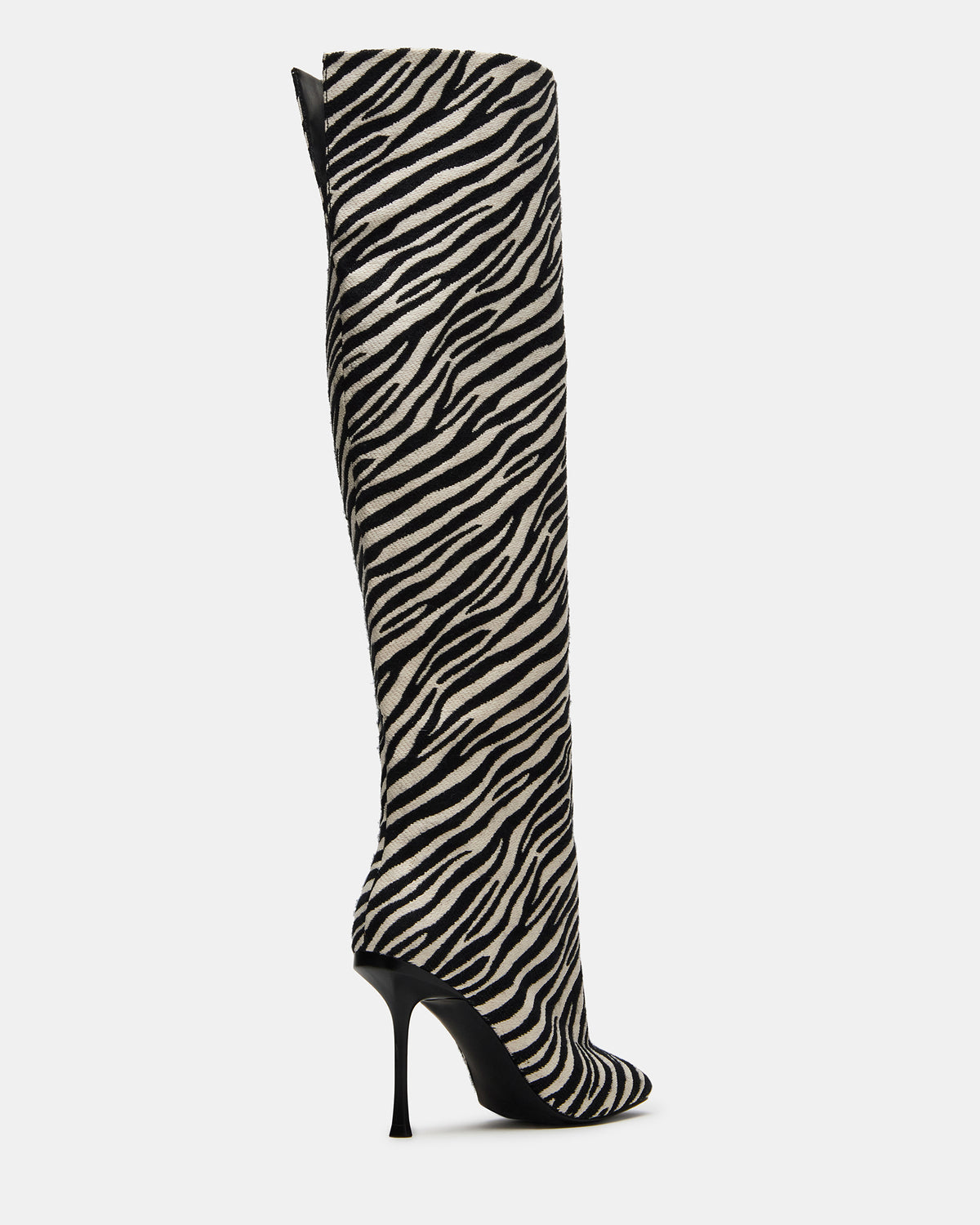 ALLURING Zebra Over-The-Knee Square-Toe Heeled Women's Boot | Steve Madden