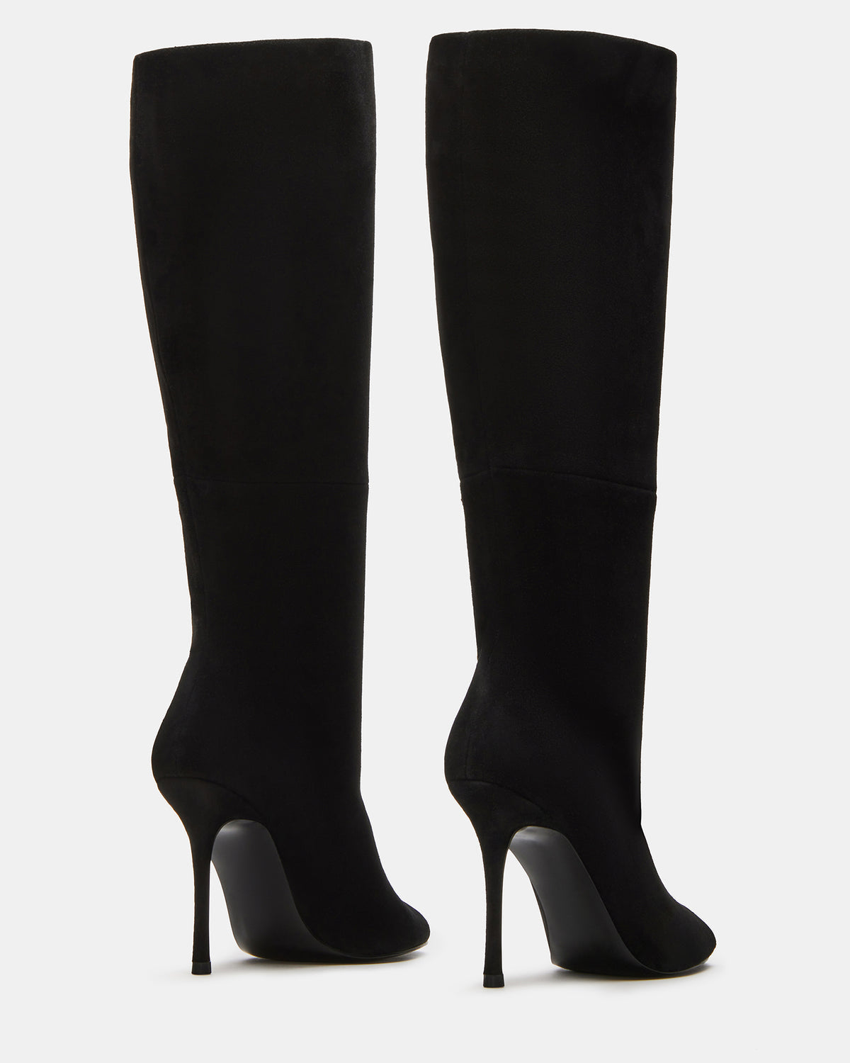 PEGGIE Black Suede Stiletto Heel Peep Toe Women's Boots | Steve Madden