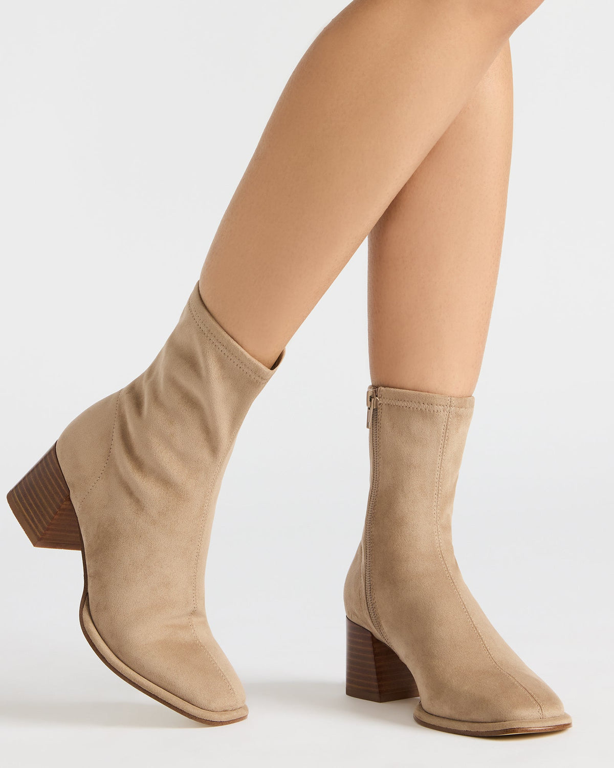 PAMMY Taupe Square-Toe Block Heel Women's Ankle Boot | Steve Madden