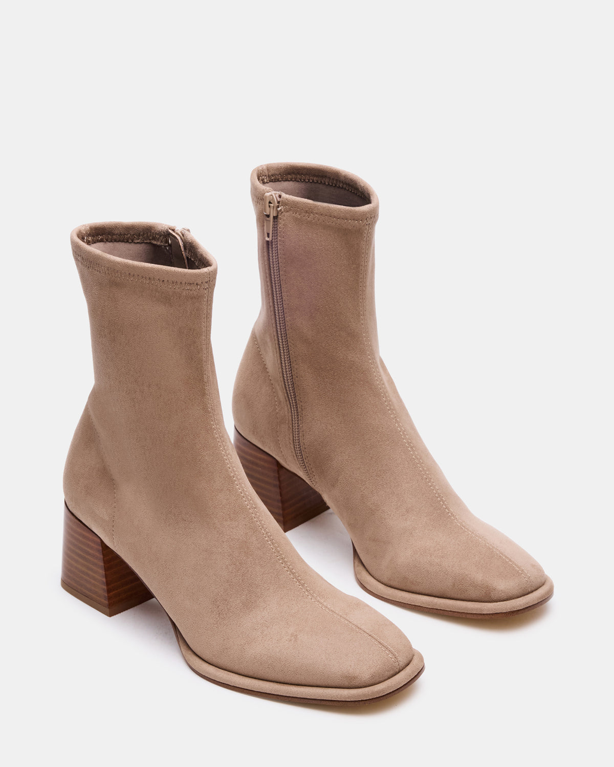 PAMMY Taupe Square-Toe Block Heel Women's Ankle Boot | Steve Madden