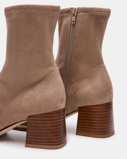 PAMMY Taupe Square-Toe Block Heel Women's Ankle Boot | Steve Madden