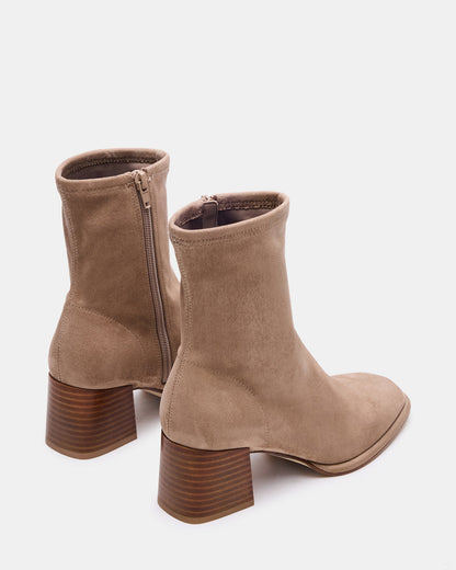 PAMMY Taupe Square-Toe Block Heel Women's Ankle Boot | Steve Madden