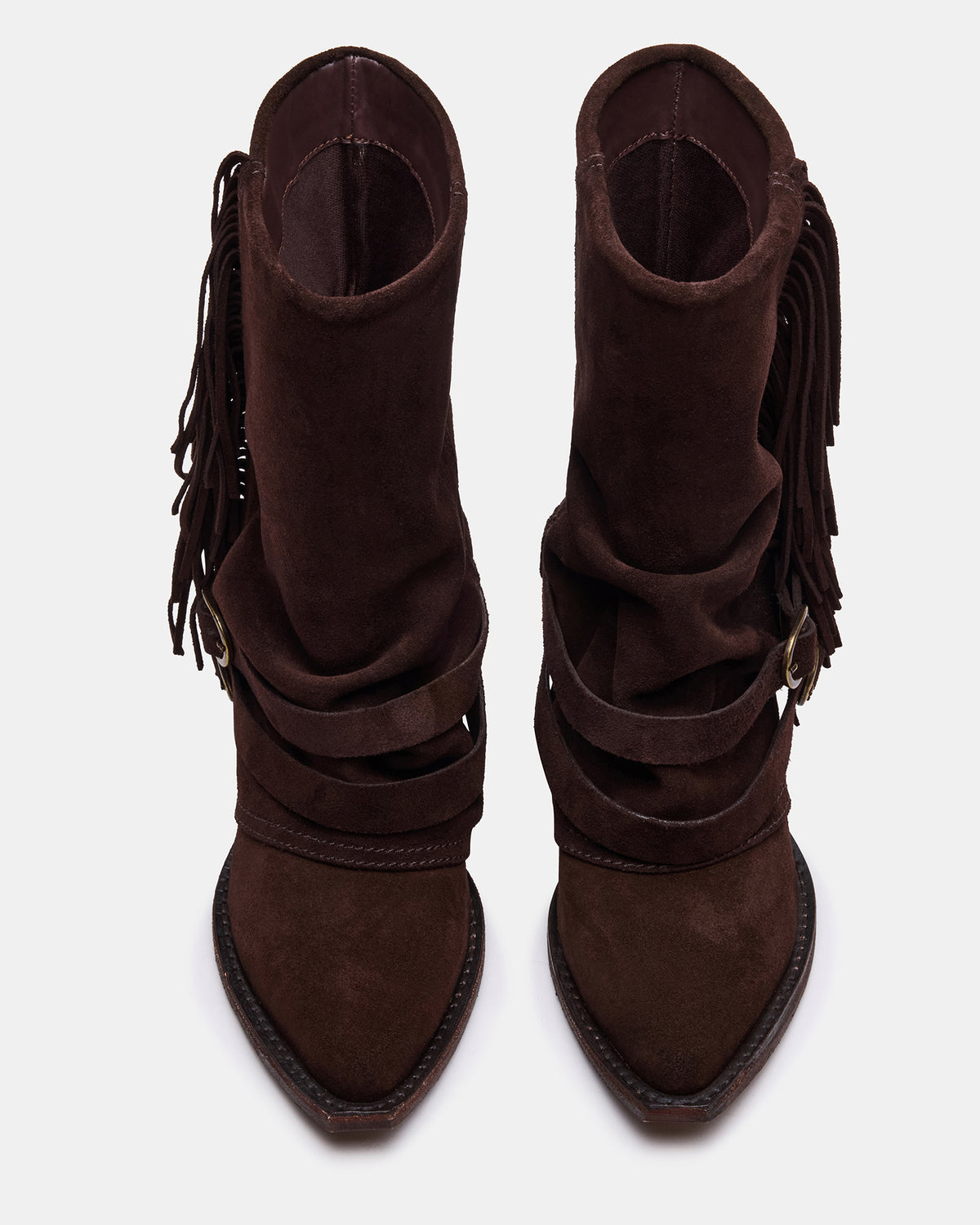 ANSEL Brown Suede Pointed-Toe Fold-Over Cuffed Women's Ankle Boot | Steve Madden