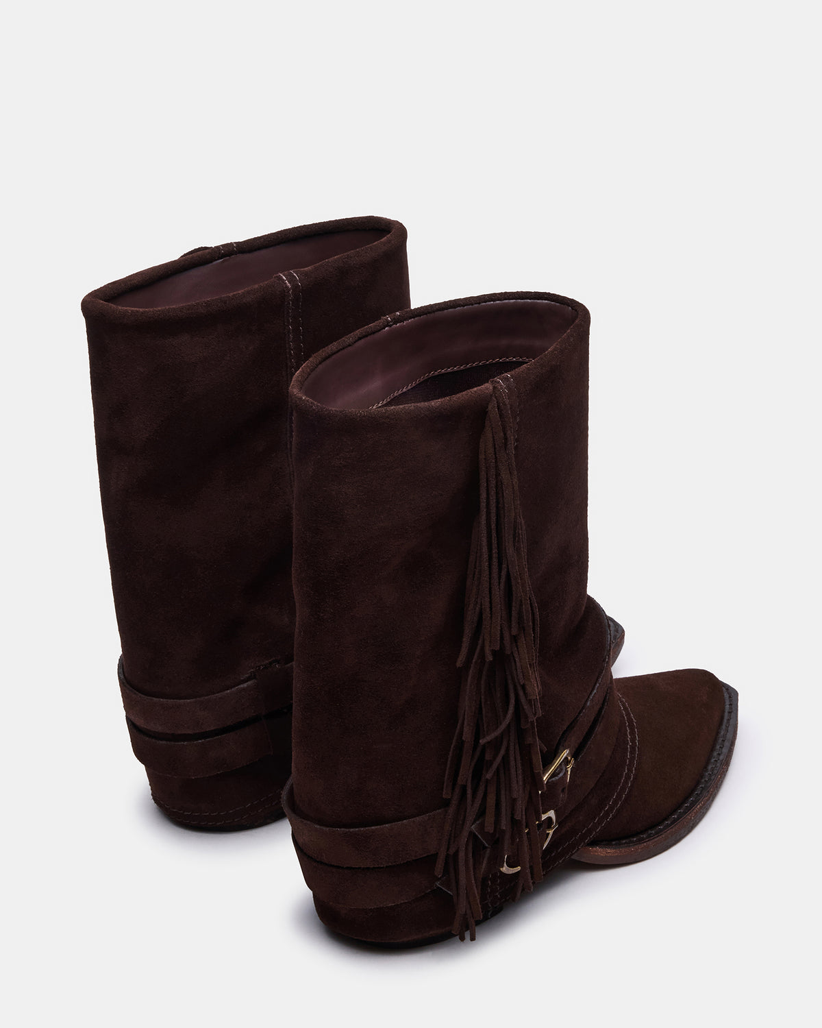 ANSEL Brown Suede Pointed-Toe Fold-Over Cuffed Women's Ankle Boot | Steve Madden