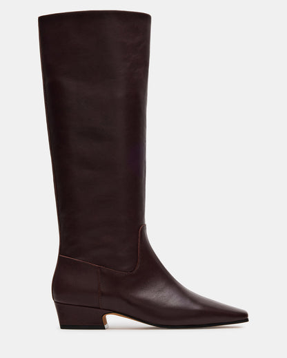 GWYNETH Brown/Red Leather Square Toe Boot | Women's Boots | Steve Madden