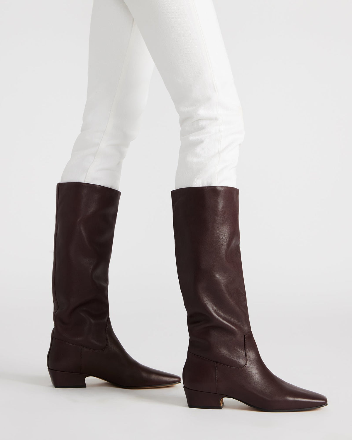 GWYNETH Brown/Red Leather Square Toe Boot | Women's Boots | Steve Madden