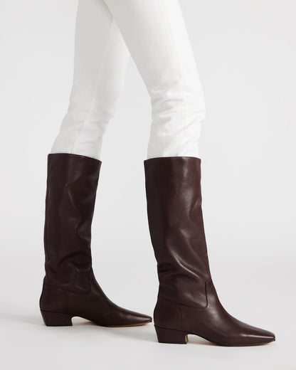 GWYNETH Brown/Red Leather Square Toe Boot | Women's Boots | Steve Madden