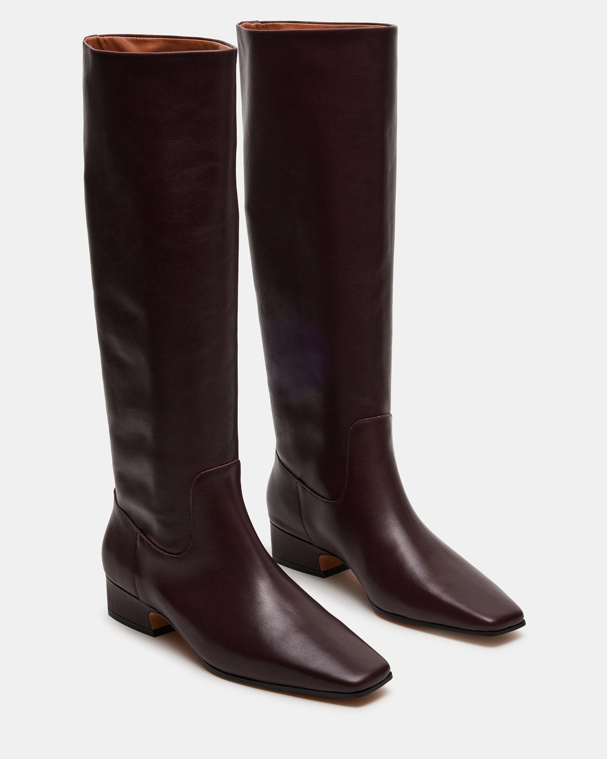 GWYNETH Brown/Red Leather Square Toe Boot | Women's Boots | Steve Madden