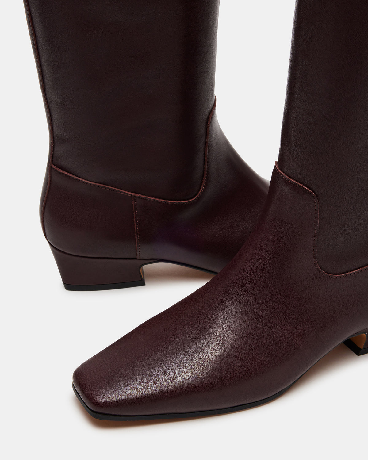 GWYNETH Brown/Red Leather Square Toe Boot | Women's Boots | Steve Madden
