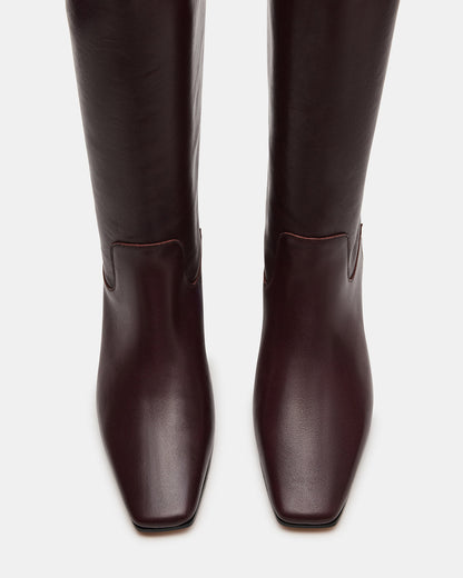 GWYNETH Brown/Red Leather Square Toe Boot | Women's Boots | Steve Madden
