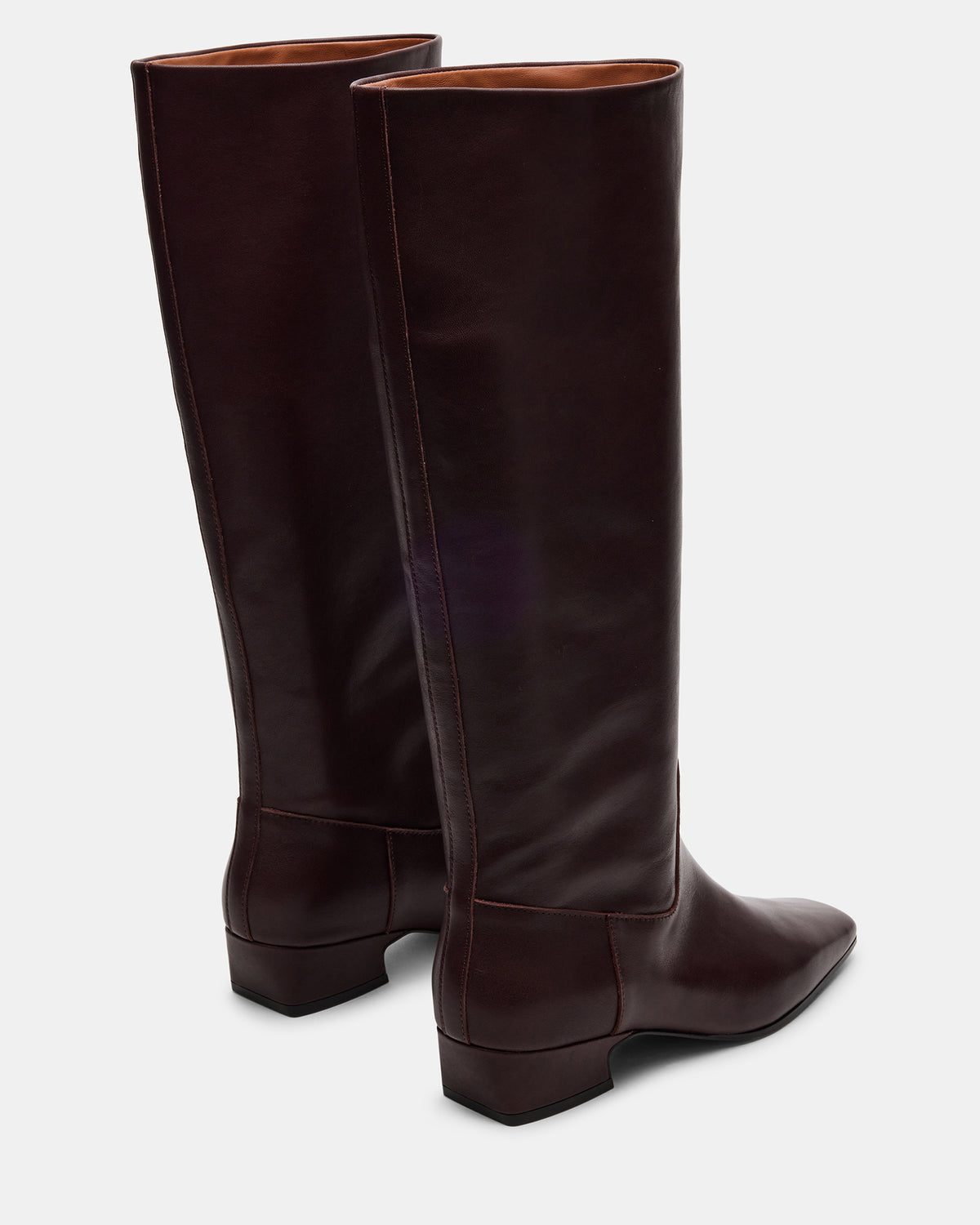 GWYNETH Brown/Red Leather Square Toe Boot | Women's Boots | Steve Madden