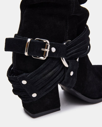 LAUPER Black Pointed-Toe Heeled Buckle Women's Ankle Boot | Steve Madden