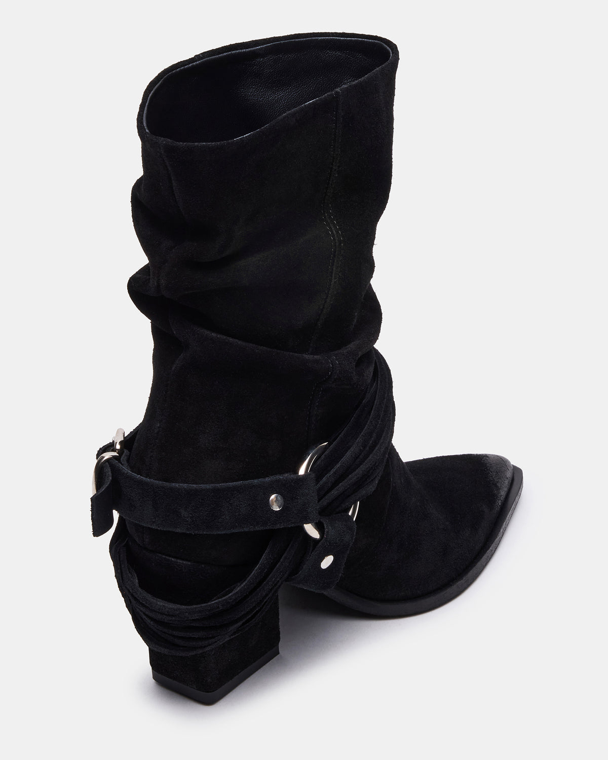 LAUPER Black Pointed-Toe Heeled Buckle Women's Ankle Boot | Steve Madden