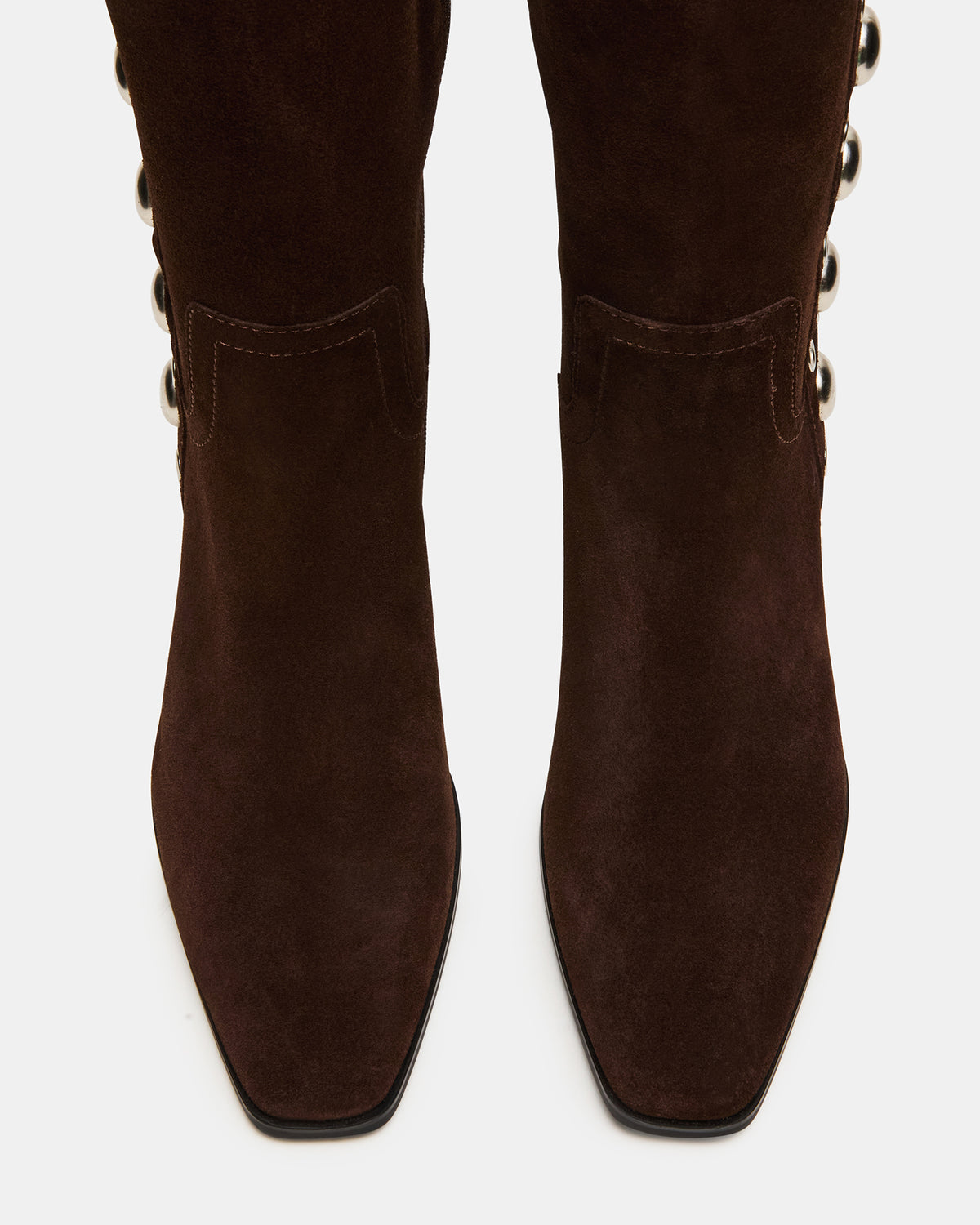 DINGO Brown Suede Studs Knee-High Square-Toe Women's Boot | Steve Madden
