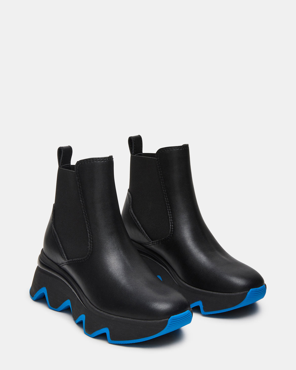 BREAKAWAY Black Leather Lug Platform Women's Ankle Boot | Steve Madden