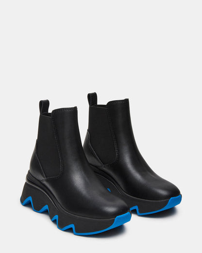 BREAKAWAY Black Leather Lug Platform Women's Ankle Boot | Steve Madden