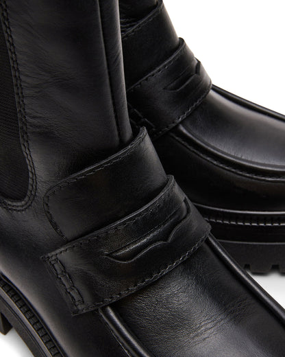 CONWAY Black Leather Platform Lug Chelsea Women's Ankle Boot | Steve Madden