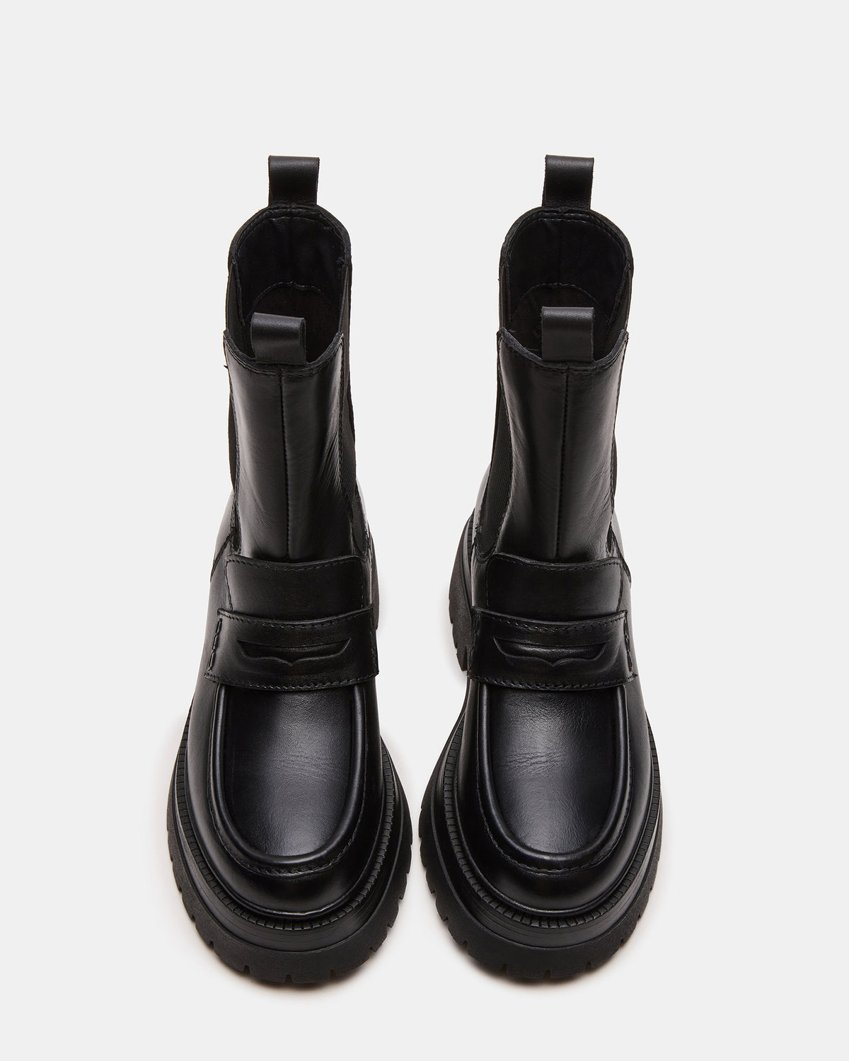 CONWAY Black Leather Platform Lug Chelsea Women's Ankle Boot | Steve Madden