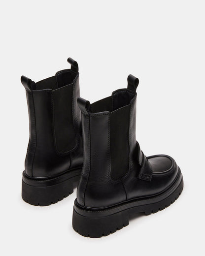 CONWAY Black Leather Platform Lug Chelsea Women's Ankle Boot | Steve Madden