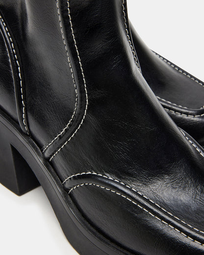 ALTER Black Patent Square-Toe Platform Block Heel Women's Ankle Boot | Steve Madden