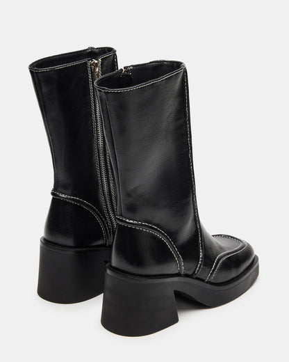 ALTER Black Patent Square-Toe Platform Block Heel Women's Ankle Boot | Steve Madden