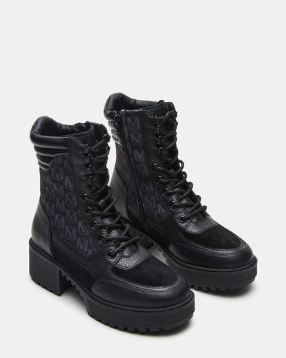 HIKER Black Multi Platform Lug Lace-Up Women's Anke Boot | Steve Madden