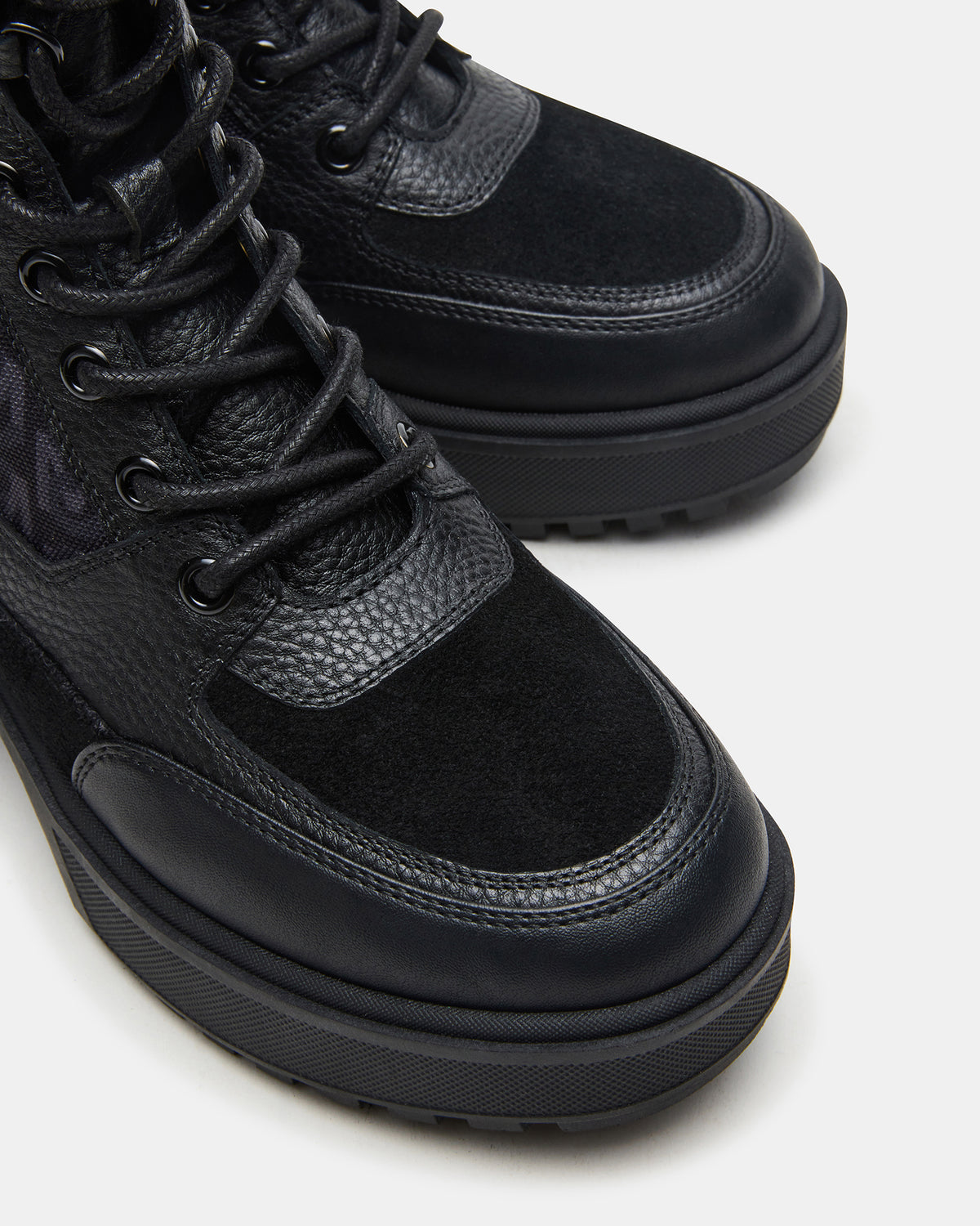 HIKER Black Multi Platform Lug Lace-Up Women's Anke Boot | Steve Madden